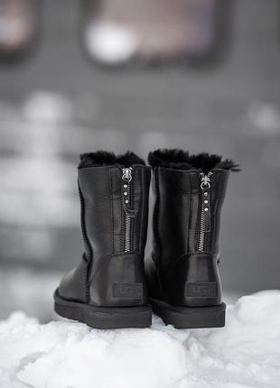 Угги шкіряні зимові ugg classic zip, якісні теплі чоботи