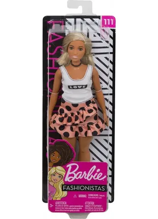 Лялька barbie fashionistas спідниця в горошок пишка (fbr37/fxl51)