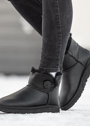 Угги кожаные зимние ugg classic mini bailey стимулирует, качественные теплые сапоги