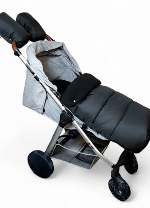 Футмуф від mamalook, зимовий чохол на ніжки, зимовий конверт у дитячий візочок, чорний з чорним флісом