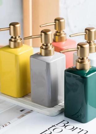 Стильный диспенсер для мыла из керамики на 320 мл, бутылка с дозптором для жидкого...