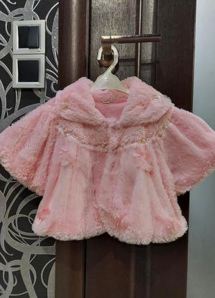 Меховая шубка, болеро под платье розовая на флисе 3-5 лет