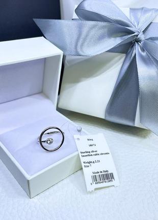Серебряное кольцо с кругом большой круг с камнем серебро проба 925 новое с биркой италия