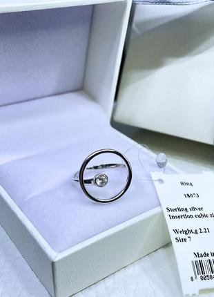 Срібне кільце з кругом великий круг із каменем срібло проба 925 нове з биркою італія3 фото