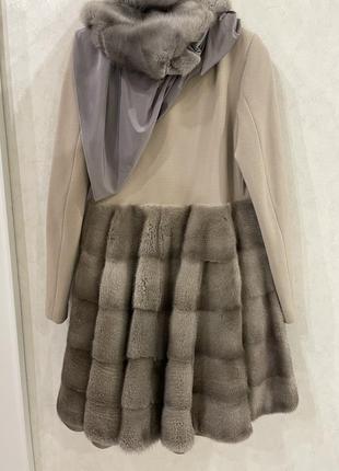 Кашемировое пальто с натуральным мехом норки😍3 фото