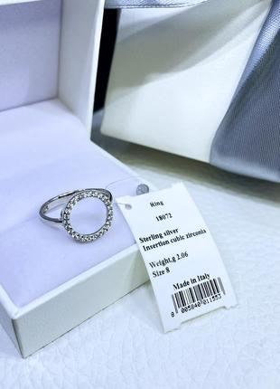 Серебряное кольцо с кругом большой круг с камнями серебро проба 925 новое с биркой италия2 фото