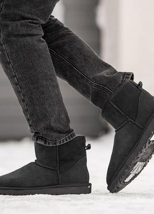 Угги замшевые зимние ugg classic mini, качественные теплые сапоги