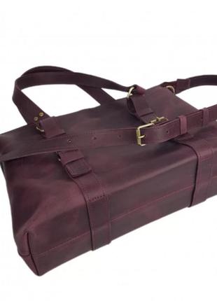 Сумка велика натуральна шкіра бордова crazy horse 17142 фото