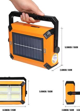 Ліхтар прожектор акумуляторний світлодіодний 30 w із сонячною батареєю і функцією power bank ukc 8812 фото