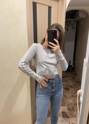 Кроп топ серый короткий хлопок