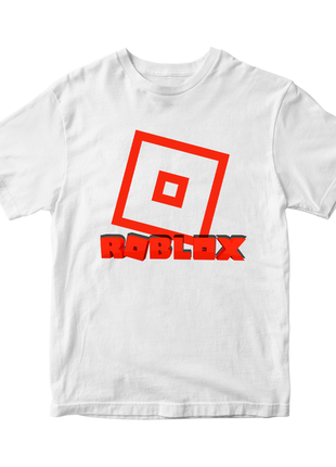 Футболка з оригінальним принтом онлан гри roblox "червоно-білий напис лого r роблокс roblox"