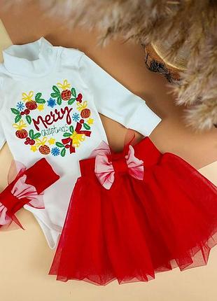 Новорічний комплект для дівчинки merry christmas