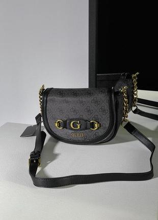 Женская сумка guess izzy quattro g mini crossbody bag grey6 фото