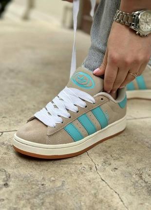 Чоловічі кросівки   didas campus white preloved blue  замш (зима)