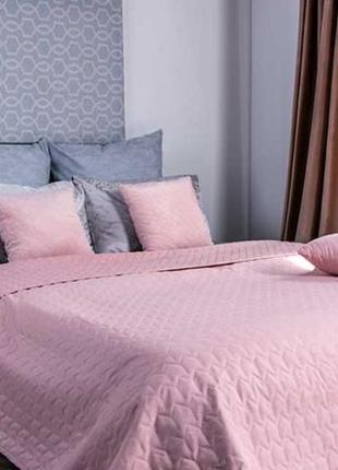 Качественное стеганое покрывало 220х240 шикарные микрофибра, покрывало на двуспальную кровать велюр розовый