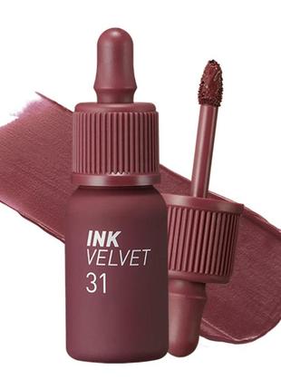 Матовий тінт для губ, peripera, new ink the velveet, #31 wine nude1 фото