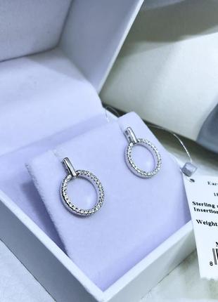 Срібні сережки кульчики круглі з камінням камінцями камені срібло проба 925 нові з биркою італія4 фото