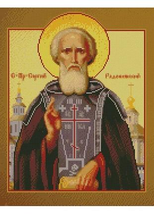 Алмазна мозаїка strateg преміум fa40052 ікона преподобний сергій радонежський розміром 40х50 см «strateg»