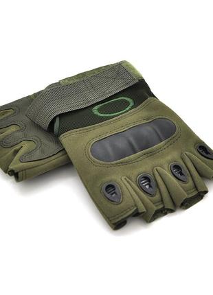 Тактичні рукавички з пластиком, безпалі, розмір xl, green