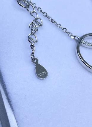 Серебряное ожерелье с подвеской большой круг с камешками камнями серебро проба 925 новое с биркой италия5 фото