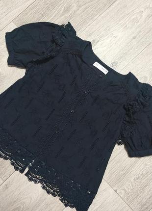 Zara коттоновая блуза с прошей (xs)1 фото