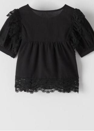 Zara коттоновая блуза с прошей (xs)5 фото