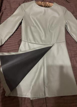 Сукня коктельна міні плаття шорти хакі еко-шкіра🐊2 фото