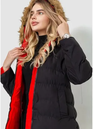 Стильная двусторонняя куртка / пальто с капюшоном и искусственным мехом / пуховик5 фото