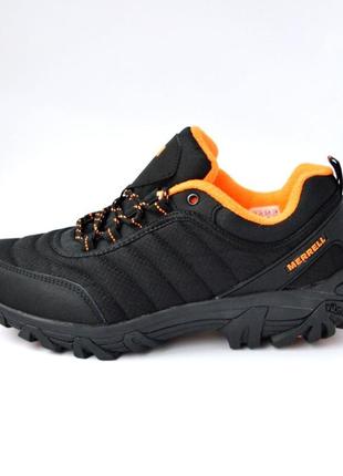 Merrell vibram кросівки чоловічі термо мерел зимові зима водонепроникні відмінна якість ботінки сапоги низькі теплі мерел чорні  на флісі
