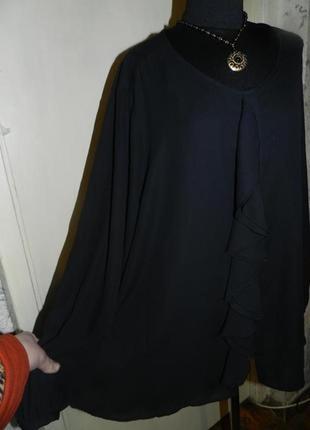 Женственная,чёрная блузка с воланом-жабо,большого размера,батал,h&m5 фото