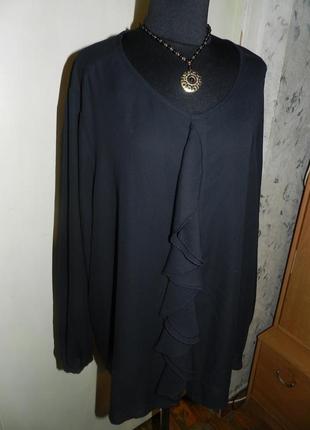 Женственная,чёрная блузка с воланом-жабо,большого размера,батал,h&m3 фото