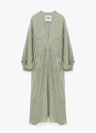 Кімоно- сукня- накидка zara з вишивкою4 фото