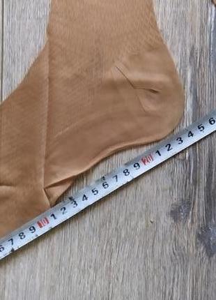 Нейлоновые винтажные чулки под пояс, телесного цвета с узором, франция!7 фото