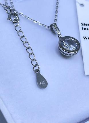 Серебряное колье ожерелье цепь цепочка с большим камнем кулоном кулон подвеска большой камень камушек серебро проба 925 новое с биркой италия5 фото