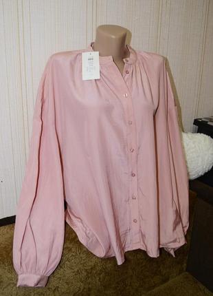 Новая блуза рубашка сорочка батал оверсайз свободная розовая пудра4 фото