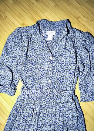 Berkerteх англия, винтажное ярко-синее платье в цветочный принт5 фото
