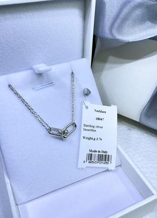 Серебряное ожерелье с подвеской звенья кулон серебро проба 925 новое с биркой италия2 фото