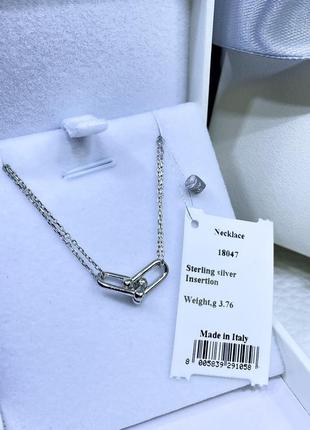 Серебряное ожерелье с подвеской звенья кулон серебро проба 925 новое с биркой италия3 фото