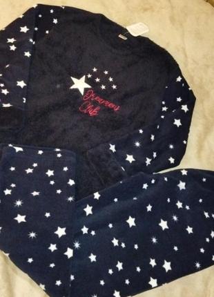 Жіноча тепла піжама (фліс+рвана махра)