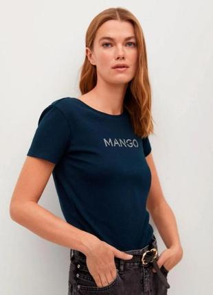 Футболка mango xs синя1 фото