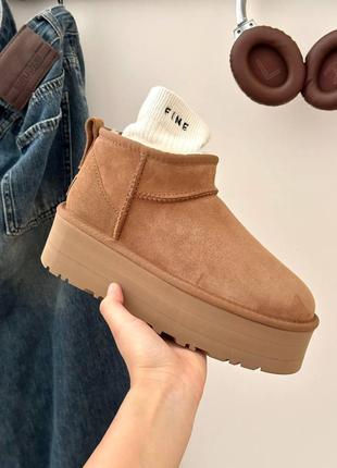 Ugg угги на платформе сапоги зима ultra mini platform beige2 фото