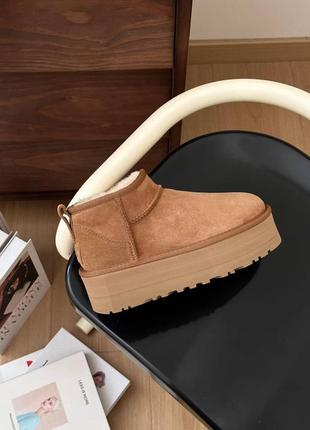 Ugg угги на платформе сапоги зима ultra Stuffie platform beige3 фото