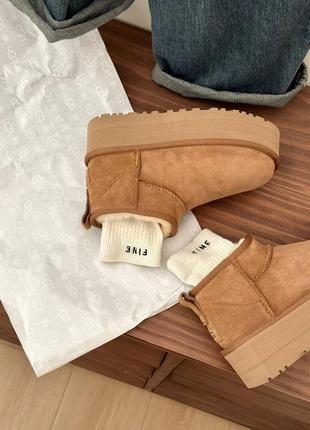 Ugg угги на платформе сапоги зима ultra Stuffie platform beige4 фото
