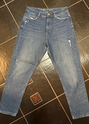 Синие джинсы мом,укороченый джинсы,брендовые джинсы1 фото