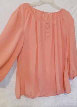 Красивая блуза батал персикового цвета2 фото