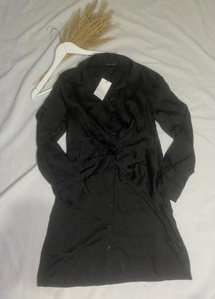 Черное атласное платье темное платье рубашка10 фото