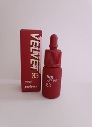 Матовый тинт для губ, peripera, new ink the velvet, #03 red only3 фото