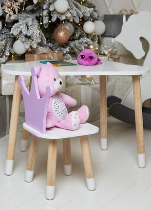 Детский столик и стульчик, прямоугольный столик и стульчик коронка, фиолетовая спинка2 фото