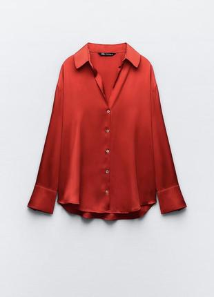 Сатиновая блуза zara размер 40 (l) 87412366016 фото