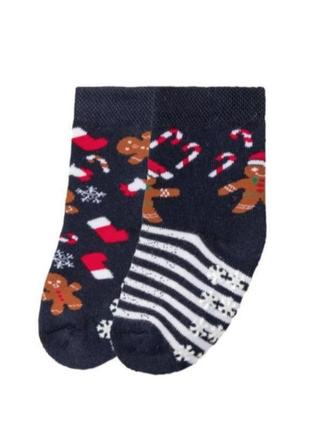 Детские махровые носки теплые термо рождественские новогодние праздничные пряник санта олень 23 24 26 размер lupilu pepperts zara